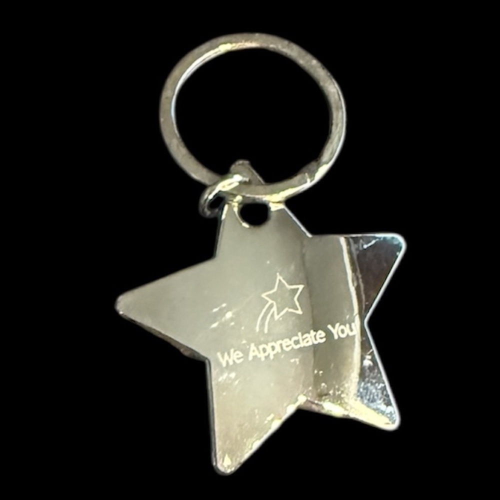 NEW "We Appreciate You" Silver Star Engraved Keychain Key Ring Teacher